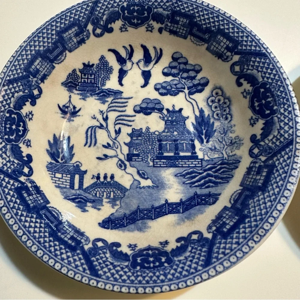 Four Blue Willow Vintage Fruit Bowls Made In Japan